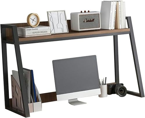 Trapezförmiges Bücherregal für die Arbeitsplatte – 1/2-stufiges verstellbares Schreibtisch-Organizer-Rack, Desktop für Computertisch, Mehrzweck-Aufbewahrungsregal, Schlafsaal, Büro, Küche (A, 55 cm) von MESCXTY