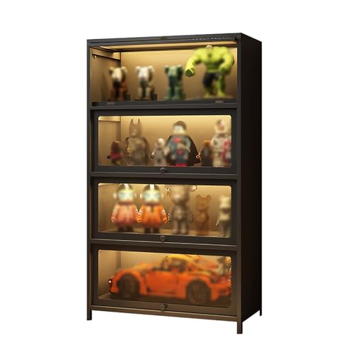 Vitrinen für Sammlerstücke, Glasregal-Display, Kuriositätenkabinett, schwarzes bodenstehendes Bücherregal aus Glas, Trophäenschrank, für Wohnzimmer und Arbeitszimmer (Farbe: Grau, Größe: 60 x 35 x 13 Vitrinen für Sammlerstücke, Glasregal-Display, Kuriositätenkabinett, schwarzes bodenstehendes Bücherregal aus Glas, Trophäenschrank, für Wohnzimmer und Arbeitszimmer (Farbe: Grau, Größe: 60 x 35 x 13 von MESCXTY