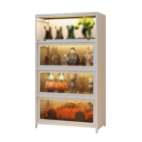 Vitrinen für Sammlerstücke, Glasregal-Display, Kuriositätenkabinett, schwarzes bodenstehendes Bücherregal aus Glas, Trophäenschrank, für Wohnzimmer und Arbeitszimmer (Farbe: Weiß, Größe: 80 x 35 x 13 von MESCXTY