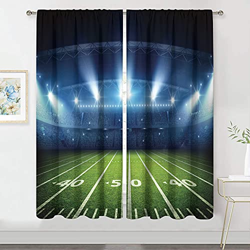 MESHELLY Vorhänge mit American Football Stadion Arena, 107 x 160 cm (B x H), für Jungen und Herren, Gaming-Kunstdruck, für Wohnzimmer, Schlafzimmer, Fenster, 2 Paneele von MESHELLY