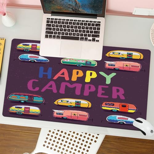 MESHIZIY Mauspad (400 × 900 MM) Verlängertes großes Mauspad Schreibtischauflage, rutschfeste Gummibasis, Gaming-Mauspad XLGlücklicher Camper, Karte. Trailering und Camping, Outdoor-Erholungsabenteu von MESHIZIY
