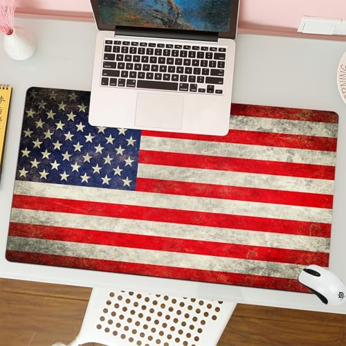 MESHIZIY Mauspad (400 × 900 MM) Verlängertes großes Mauspad Schreibtischauflage, rutschfeste Gummibasis, Gaming-Mauspad XLGrunge USA von MESHIZIY