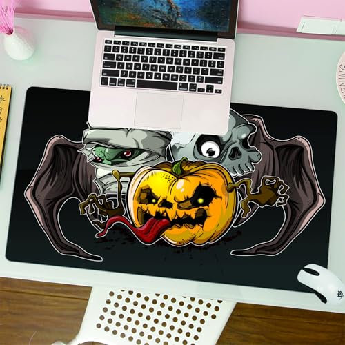 MESHIZIY Mauspad (400 × 900 MM) Verlängertes großes Mauspad Schreibtischauflage, rutschfeste Gummibasis, Gaming-Mauspad XLHalloween Monster von MESHIZIY
