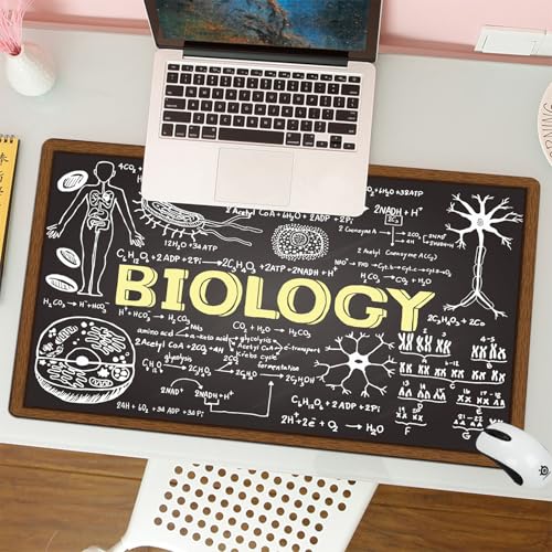 MESHIZIY Mauspad (400 × 900 MM) Verlängertes großes Mauspad Schreibtischauflage, rutschfeste Gummibasis, Gaming-Mauspad XLHandgezeichnete Biologie auf der Tafel. von MESHIZIY