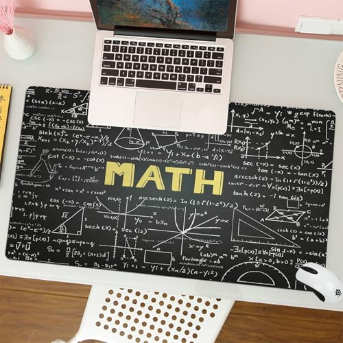 MESHIZIY Mauspad (400 × 900 MM) Verlängertes großes Mauspad Schreibtischauflage, rutschfeste Gummibasis, Gaming-Mauspad XLHandgezeichnete Mathematikformeln auf der Tafel für Hintergrundbanner, Buch von MESHIZIY