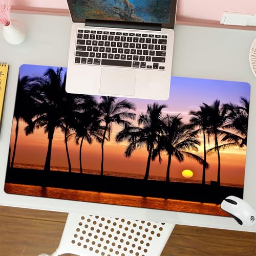 MESHIZIY Mauspad (400 × 900 MM) Verlängertes großes Mauspad Schreibtischauflage, rutschfeste Gummibasis, Gaming-Mauspad XLHawaiianischer Sonnenuntergang auf Big Island Anaehoomalu Bay von MESHIZIY