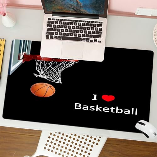 MESHIZIY Mauspad (400 × 900 MM) Verlängertes großes Mauspad Schreibtischauflage, rutschfeste Gummibasis, Gaming-Mauspad XLIch Liebe Basketball-Konzept von MESHIZIY