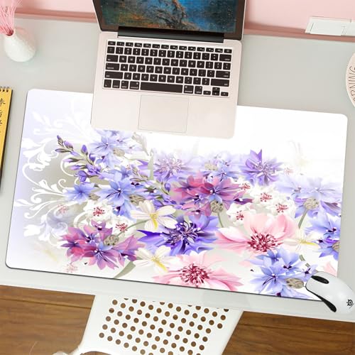 MESHIZIY Mauspad (400 × 900 MM) Verlängertes großes Mauspad Schreibtischauflage, rutschfeste Gummibasis, Gaming-Mauspad XLLavendel Pastell Kornblumen Braut Klassische sanfte Blumen Hochzeit Design von MESHIZIY