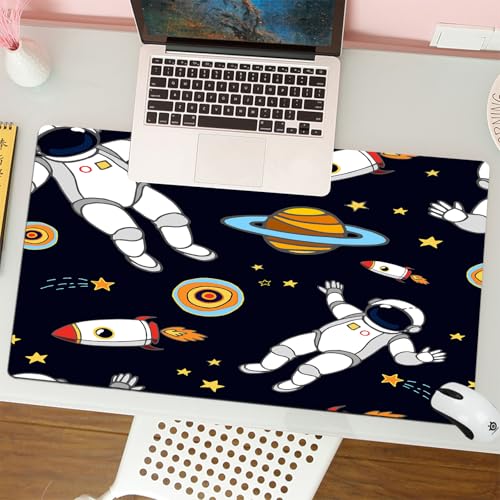 MESHIZIY Mauspad (400 × 900 MM) Verlängertes großes Mauspad Schreibtischauflage, rutschfeste Gummibasis, Gaming-Mauspad XLMuster mit Astronauten und Planeten von MESHIZIY