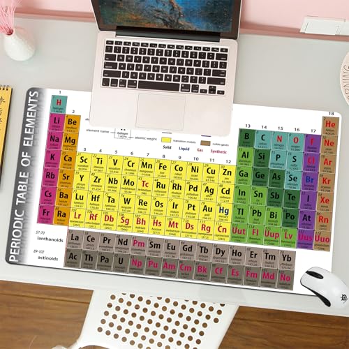 MESHIZIY Mauspad (400 × 900 MM) Verlängertes großes Mauspad Schreibtischauflage, rutschfeste Gummibasis, Gaming-Mauspad XLPeriodensystem der Elemente PHD Chemiestudent FAE für Bildung von MESHIZIY