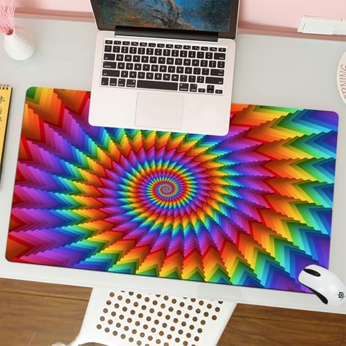 MESHIZIY Mauspad (400 × 900 MM) Verlängertes großes Mauspad Schreibtischauflage, rutschfeste Gummibasis, Gaming-Mauspad XLPsychedelischer Pastell-Regenbogen-Spiralhintergrund von MESHIZIY