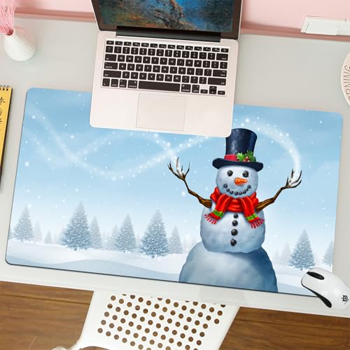 MESHIZIY Mauspad (400 × 900 MM) Verlängertes großes Mauspad Schreibtischauflage, rutschfeste Gummibasis, Gaming-Mauspad XLZauberhafter Winter-Schneemann-Hintergrund und Weihnachtsfeiertagslandschaf von MESHIZIY