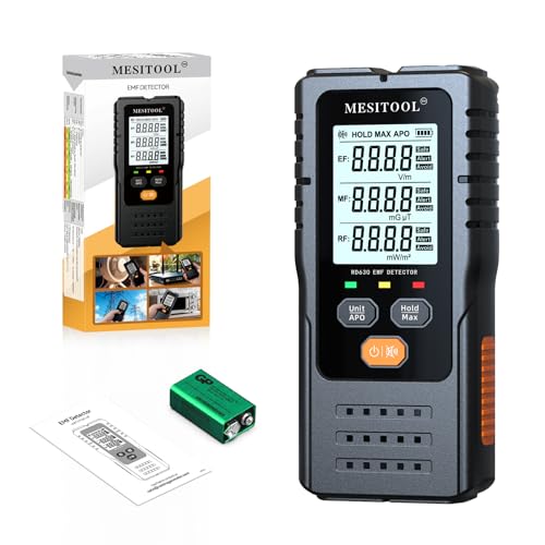MESITOOL EMF-Messgerät EF/MF/RF 3-in-1 Elektromagnetische Felder Messgerät Digitales Elektromagnetische Strahlung Detektor Strahlungsdetektor für Zuhause, Büro,Geisterjagd (MESITOOL_RD630DE) von MESITOOL