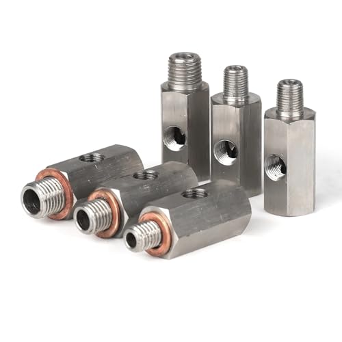 Edelstahl-Seitenlöcher Öldrucksensor-Anschluss 1/8"NPT-Buchse Auf M12 M10 M14 Zuleitungsmessgerät T-Adapter Stickoxidsensor(1-8NPT 1-8BSPT) von MESKEL