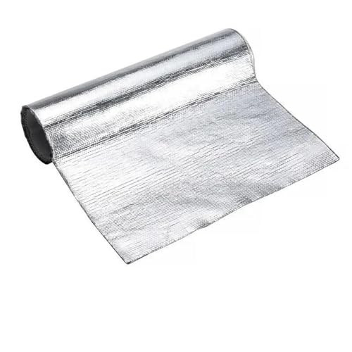 Folienband Stoff Selbstklebende Wärmedämmmatte Auto Hitzeschutzfolie Film Hochtemperaturbeständig Fiberglas Aluminium Schallschutzmatte(Silver-07) von MESKEL