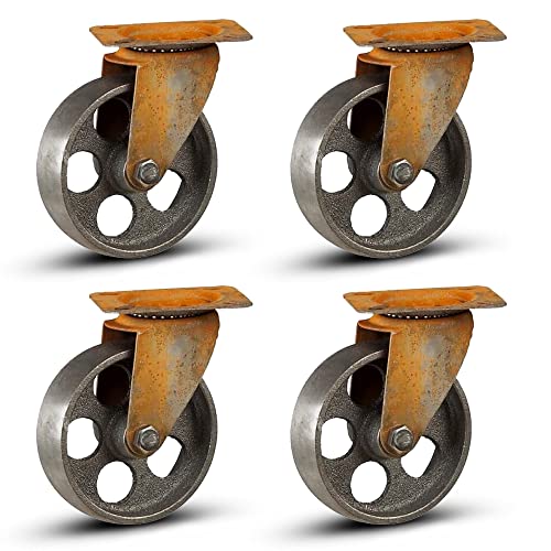 Vintage Rollen für Möbel – Räder für Möbel - Lenkrollen 75mm – 4er-Set - Alles Stahl Möbelrollen – Rustik Bronze Stahlrollen – Industrieller Look – Kapazität 4 x 80KG / 320KG von MESO