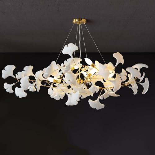 Trendige Moderne Kronleuchter in Form eines Zweiges aus Keramik in Gold Ginkgoblatt Form aus Messing Rechteckig 5-flammig große Pendelleuchte Luxus Pendelleuchte für Esszimmer Wohnzimmer Küche Trendige Moderne Kronleuchter in Form eines Zweiges aus Keramik in Gold Ginkgoblatt Form aus Messing Rechteckig 5-flammig große Pendelleuchte Luxus Pendelleuchte für Esszimmer Wohnzimmer Küche von MESOVFCA