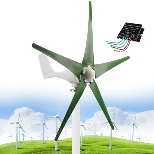 Windturbine 12000W DC 12V/24V/48V 5 Blatt Wind Vertikaler Generator 3 Phasen AC Permanentmagnet Generator Windturbine Kit mit Controller für Boote, Pavillons, Chalets oder Wohnmobile, Grün - 48V Windturbine 12000W DC 12V/24V/48V 5 Blatt Wind Vertikaler Generator 3 Phasen AC Permanentmagnet Generator Windturbine Kit mit Controller für Boote, Pavillons, Chalets oder Wohnmobile, Grün - 48V von MESOVFCA
