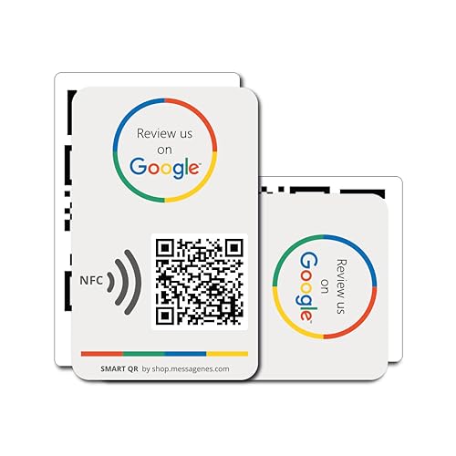 MESSAGENES | PVC-Karte Bewertung auf Google QR Code und NFC + INFO QR | Google Bewertung Aufsteller | PACK 2 Einheiten 12 x 8 cm | Schilder Bewertung NFC und QR Code | INFO + Google Review Card NFC MESSAGENES | PVC-Karte Bewertung auf Google QR Code und NFC + INFO QR | Google Bewertung Aufsteller | PACK 2 Einheiten 12 x 8 cm | Schilder Bewertung NFC und QR Code | INFO + Google Review Card NFC von MESSAGENES