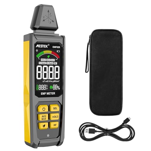 EMF Messgerät, MESTEK 5 in 1 EMF Strahlungsdetektor EF/MF/Radiofrequenz Feld Elektromagnetische,Wiederaufladbares Haus EMF Detektion von MESTEK