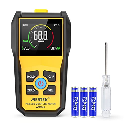 Feuchtigkeitsmessgerät Wände Holzfeuchtemessgerät MESTEK Nadelloser Feuchtigkeitsmesser Feuchtigkeitsdetektor Feuchtigkeits-Locator Digitale LCD Display Alarmfunktion für Brennholz Holz Kork von MESTEK