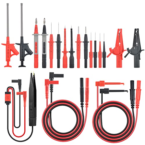 Messleitungen für Multimeter Test Kabel Set MESTEK 21 Stück Bananenstecker Prüfsonden Krokodilklemmen Mini-Haken Testsonde Verlängerungskabeln Spezialitäten Zubehör Kit von MESTEK
