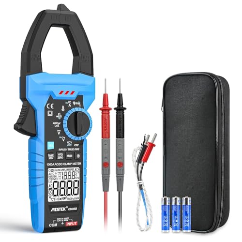 Zangenmultimeter Digital Stromzange Multimeter Clamp Meter AC/DC MESTEK 1000A TRMS 6000 Zähler Strommesszange mit VFD, LOZ-Modus Misst Strom Spannung Temperatur Widerstand Kapazität Frequenz von MESTEK