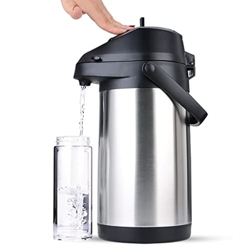 MESURG Kaffee-Airpot-thermische Karaffe-Spender mit Pumpe, Edelstahl-Isolierkolben, großer Kaffee-Thermos-Spender for Kaffee, heiße Schokolade, Eistee, Eiswasser (Color : Silver, Size : 2.5L) von MESURG