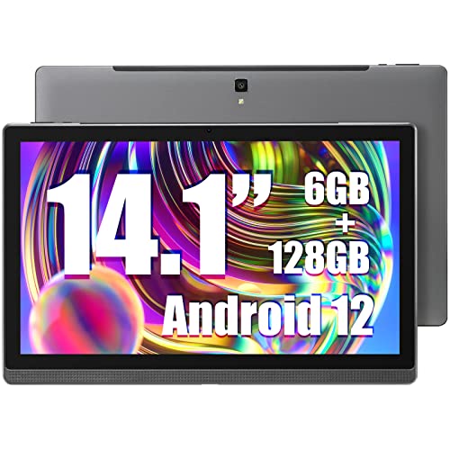 MESWAO Tablet 14.1 Zoll, Android 12 Tablet mit 1920 * 1080 IPS HD Display, 6GB/128GB, Bluetooth 4.1, GPS, 2.4G/5G WiFi, und 10000mAh Akku - Ideal für Produktivität, Unterhaltung und Bildung von MESWAO