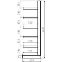 META Regalbau 97836 Kragarmregal-Grundfeld (B x H x T) 6750 x 2000 x 630mm Stahl sandgestrahlt, pulv von META Regalbau