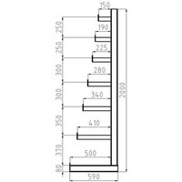 META Regalbau 97844 Kragarmregal-Grundfeld (B x H x T) 4050 x 2000 x 590mm Stahl sandgestrahlt, pulv von META Regalbau