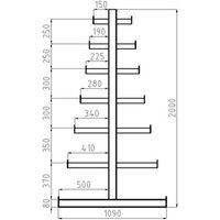 META Regalbau 97847 Kragarmregal-Grundfeld (B x H x T) 2700 x 2000 x 1090mm Stahl sandgestrahlt, pul von META Regalbau