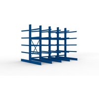 META Komplettpaket Schwerlast-Kragarmregal, doppelseitig, Tragkraft pro Arm 400 kg, HxBxT 3.000 x 4.090 x 2.900 mm, 5 Ständer von META