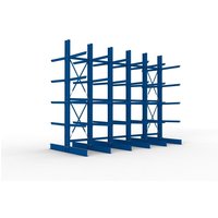 META Komplettpaket Schwerlast-Kragarmregal, doppelseitig, Tragkraft pro Arm 505 kg, HxBxT 4.000 x 5.100 x 2.420 mm, 6 Ständer von META