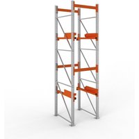 META MULTIPAL Kabeltrommelregal Typ 2, GF, HxBxT 3.800 x 900 x 1.100 mm, verzinkt, RAL 2001 rotorange, mit 2 Trommelaufnahmen, ohne Achsen, mit Kabeltrommelauflage von META