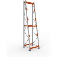 META MULTIPAL Kabeltrommelregal Typ 3, GF, HxBxT 4.400 x 900 x 1.100 mm, komplett für 3 Achsen, verzinkt, RAL 2001 rotorange, A-Ständer von META