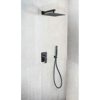 Brause Umgestaltungsset Schwarz Opak Quadratischer Arm Wassereinlauf Dusche und Kopfbrause (N25) - Metaform von METAFORM