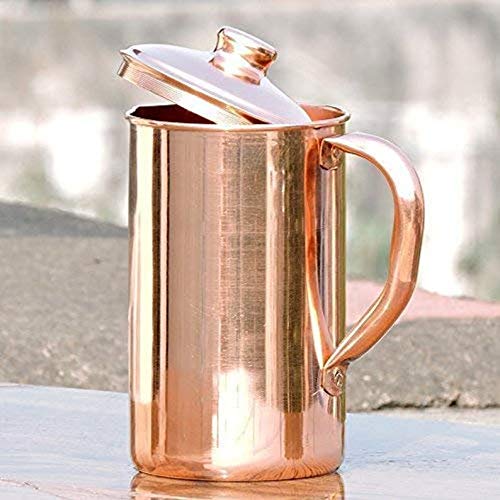 Reines Kupferkrug für Wasser Kupfer Krug Kupfer Krug Silver Touch (1500ml) von METALLIC INDIA