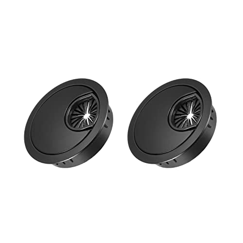 METALLIXITY 2Stk Kabel Schnur Öse (50mm/1.97") Zinklegierung Rund Kabel Loch Cover Draht Veranstalter - für Haus Desk Kabel Draht Verwaltung Schwarz von METALLIXITY