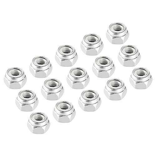 METALLIXITY 50Stk Sechskant Sicherungs Mutter Befestigungselemente (M2.5 x 0.45mm) 304 Edelstahl Stahl Nylon Eingesetzt Selbstsichernde Mutter für Auto Mechanische Ausrüstung Silber von METALLIXITY