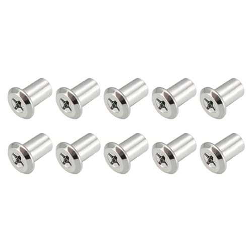 METALLIXITY Niete Kreuzschlitz Steckdose Kopf Muttern (M6x12mm) 30Stk Vernickelt Eisen Niete Kappe Einsatz Mutter - für Möbel Bookshelf Garderobe Silberton von METALLIXITY