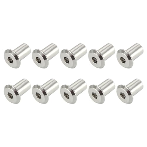 METALLIXITY Niete Sechskant Steckdose Kopf Muttern (M6x12mm) 20Stk Vernickelt Eisen Niete Kappe Einsatz Mutter - für Möbel Bücherregal Garderobe Silber Ton von METALLIXITY