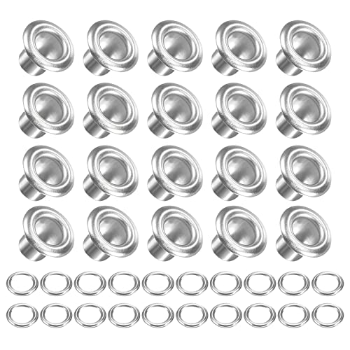 METALLIXITY Ösen mit Unterlegscheiben (10 x 5 x 7mm) 100Pack Legierung Öse Kit Chrome Plattiert - für Leder Segeltuch Kleidung Basteln Handwerke Herstellung Silberton von METALLIXITY