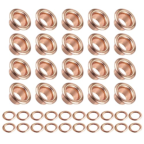 METALLIXITY Ösen mit Unterlegscheiben (11 x 6 x 5mm) 200Pack Eisen Öse Kit Galvanisierung - für Leder Segeltuch Kleidung Basteln Handwerke Herstellung Rose Ton von METALLIXITY