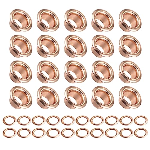 METALLIXITY Ösen mit Unterlegscheiben (11 x 6 x 5mm) 200Pack Eisen Öse Kit Galvanisierung - für Leder Segeltuch Kleidung Basteln Handwerke Herstellung Rose Ton von METALLIXITY