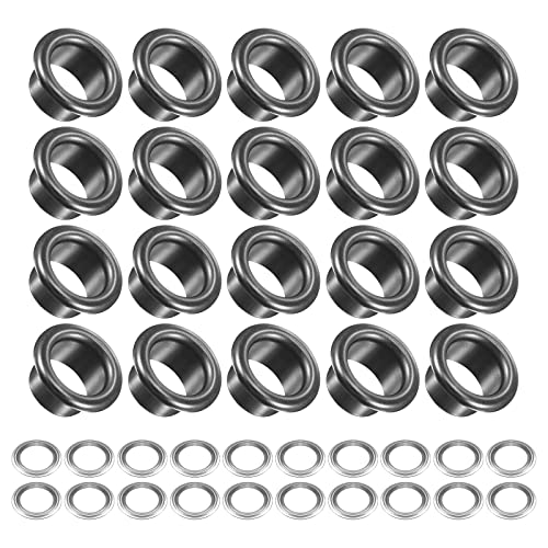 METALLIXITY Ösen mit Unterlegscheiben (13.5 x 8 x 7mm) 100Pack Legierung Öse Kit Chrome Plattiert - für Leder Segeltuch Kleidung Basteln Handwerke Herstellung Dunkel Grau von METALLIXITY