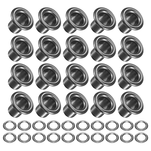 METALLIXITY Ösen mit Unterlegscheiben (9 x 4.5 x 7mm) 100Pack Kupfer Öse Kit Chrome Plattiert - für Leder Segeltuch Kleidung Basteln Handwerke Herstellung Dunkel Grau von METALLIXITY
