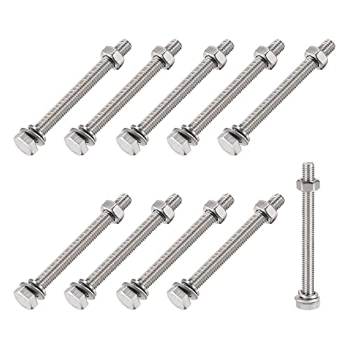 METALLIXITY Sechskant Kopf Schrauben Bolzen Muttern Flach und Schloss Unterlegscheiben Kit (M6x80mm) 10Set 304 Edelstahl Sortiment Kit - für Hausgerät von METALLIXITY