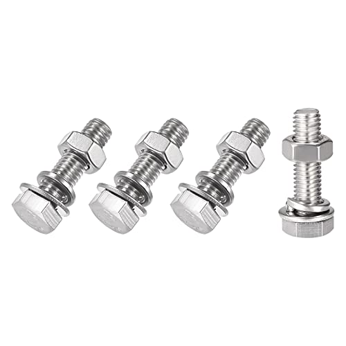 METALLIXITY Sechskant Kopf Schrauben Bolzen Muttern Flach und Schloss Unterlegscheiben Kit (M8x30mm) 4Set 304 Edelstahl Sortiment Kit - für Hausgerät von METALLIXITY