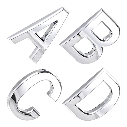 METALLIXITY SelbStklebend Haus Buchstabe (70 mm/2.76") 1 Set ABS Selbst Klebstoff Buchstabe ABCD Modern Haus Nummer - für Zuhause Außen Garten Tür Briefkasten Silber von METALLIXITY